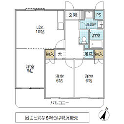 ケイセイグランドハイツそとの 3LDKの間取図画像