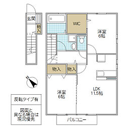 メイプルヒルI 2LDKの間取図画像