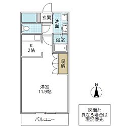 シェルルーY's 1Kの間取図画像