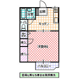 見川パークハイム3 1Kの間取図画像