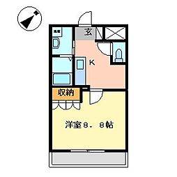 ヴァンベール 1Kの間取図画像
