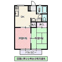 三ノ丸パークハイツ 2DKの間取図画像