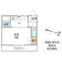 メゾン桜川 1Kの間取図画像