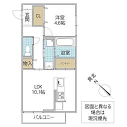 アルバB 1LDKの間取図画像