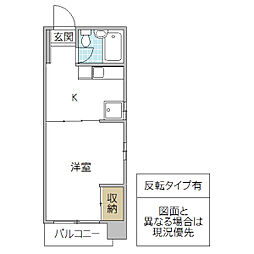 グレースタワー城南 1Kの間取図画像