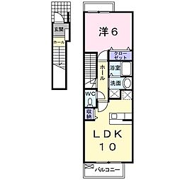 アクシーヌ 1LDKの間取図画像