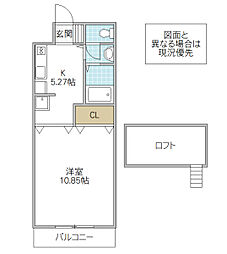 フィールドトップイシカワ 1Kの間取図画像