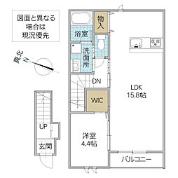レーガベーネ田彦2 1LDKの間取図画像