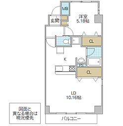 プロシード水戸2 1LDKの間取図画像