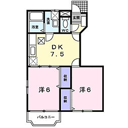 フジハイム2 2DKの間取図画像