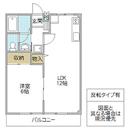 シューティングスター 1LDKの間取図画像