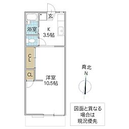 サンハイツ大成 1Kの間取図画像