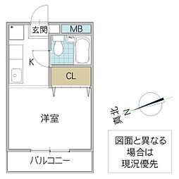 シティハウス栄町 ワンルームの間取図画像