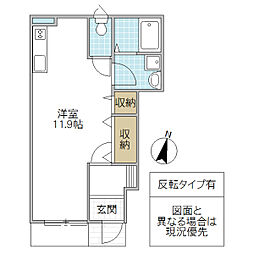 エイルグラン 1Kの間取図画像