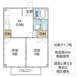 谷津コーポ 2DKの間取図画像
