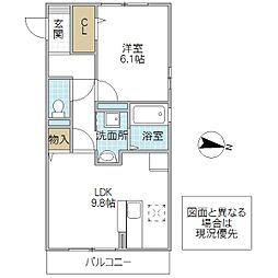 グランドサイドヒルズ 1LDKの間取図画像