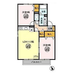 メゾングレースB 2LDKの間取図画像