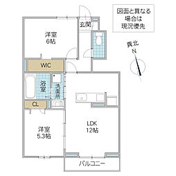 グランディオ A 2LDKの間取図画像