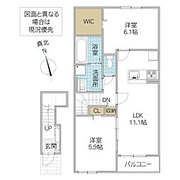 エルドラードA 2LDKの間取図画像