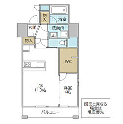フォーライフネオ水戸 1LDKの間取図画像