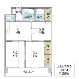 大町アイビーキャッスル 3DKの間取図画像