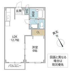 グリーンハイツ平沢 1LDKの間取図画像