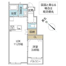 OLIVE HEIGHTS 1LDKの間取図画像