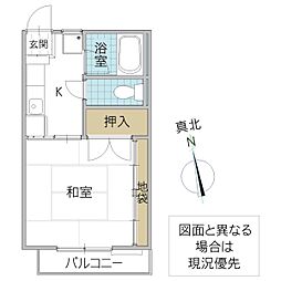 グランシャリオみと 1Kの間取図画像
