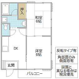 ピノハウス 2DKの間取図画像