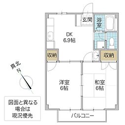 サニープレイス 2DKの間取図画像