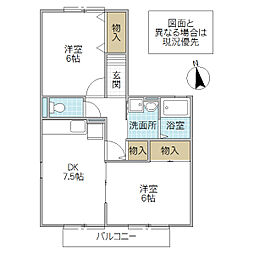 ルミエールC 2DKの間取図画像