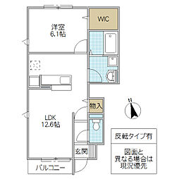 CasaR.TB棟 1LDKの間取図画像