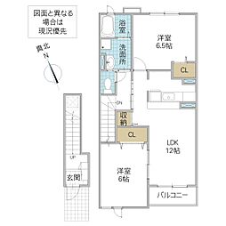 ホマル・ヴィラB 2LDKの間取図画像