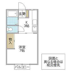ティクレ 1Kの間取図画像