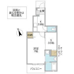 イセソラージュ2 1SKの間取図画像