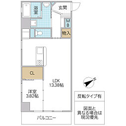 メビウス 1LDKの間取図画像