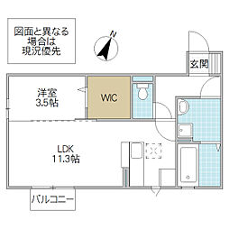 セジュール千波 1LDKの間取図画像