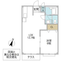メープルファーム照山2 1LDKの間取図画像