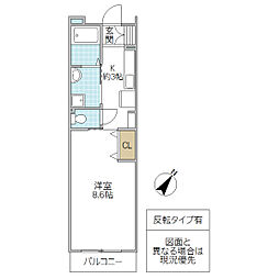 シャルム水戸 1Kの間取図画像