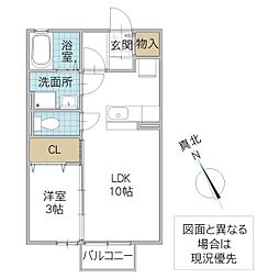 アムール・ヴィラ 1LDKの間取図画像