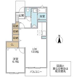 サニークレメント 1LDKの間取図画像