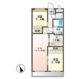 グレイス・ヴィラ水戸 2LDKの間取図画像