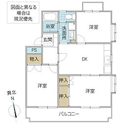 キャッスル葉山 3DKの間取図画像