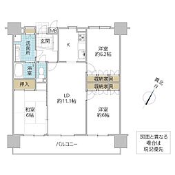 サーパス末広町 1404号室 3LDKの間取り