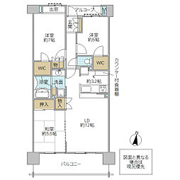 サンクレイドル水戸リアマーレ 306号室 3LDKの間取り