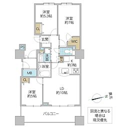 センチュリー水戸サウスゲートタワー 1008号室 3LDKの間取り