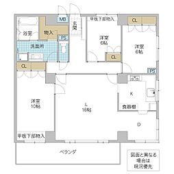 アクアシティ備前町 207号室 3LDKの間取り