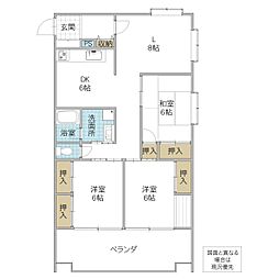 サングリーンハイツ石川町B棟 3LDKの間取図画像