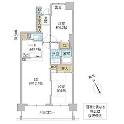 セレナハイム水戸南町 1404号室 2LDKの間取り