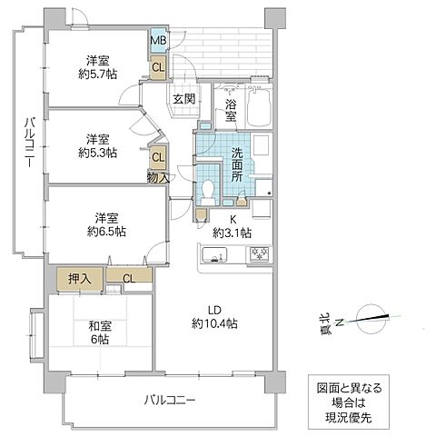 間取り フォルテコート水戸中央 4階/401号室